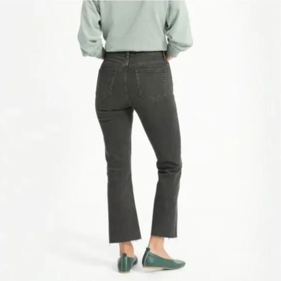 EVERLANE Kick Crop Jeans Charcoal High Rise Bootcut Frayed Grunge - Picture 5 of 15